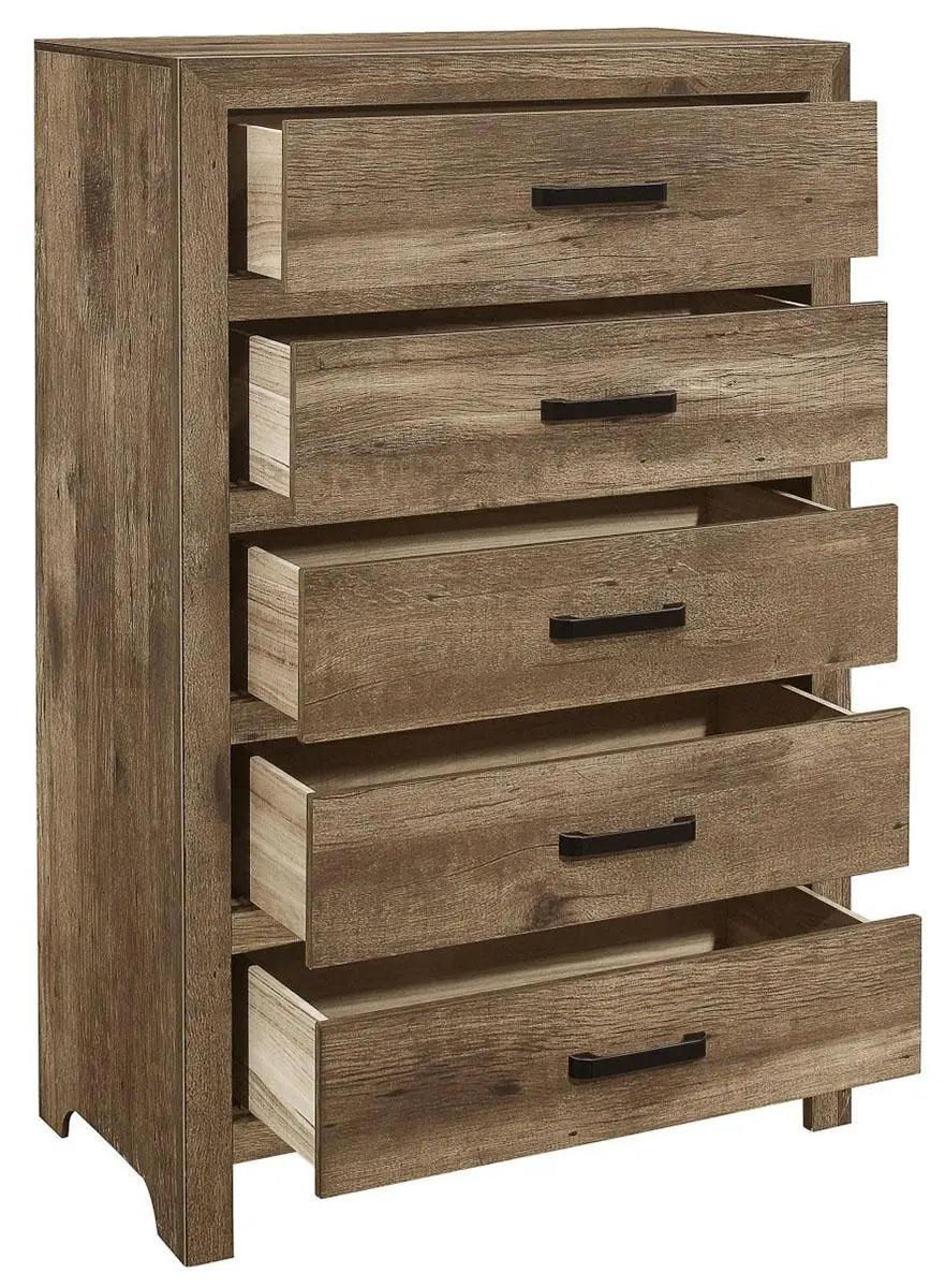 Homelegance Furniture Mandan 5 Drawer Chest In Weathered Pine 1910-9 - ATL FURNITURE