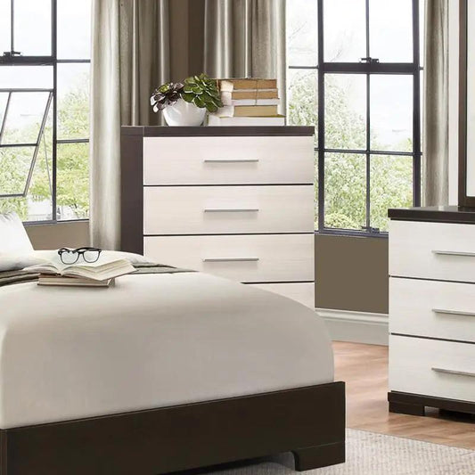 Homelegance Furniture Pell 5 Drawer Chest In Espresso And White 1967W-9 - ATL FURNITURE