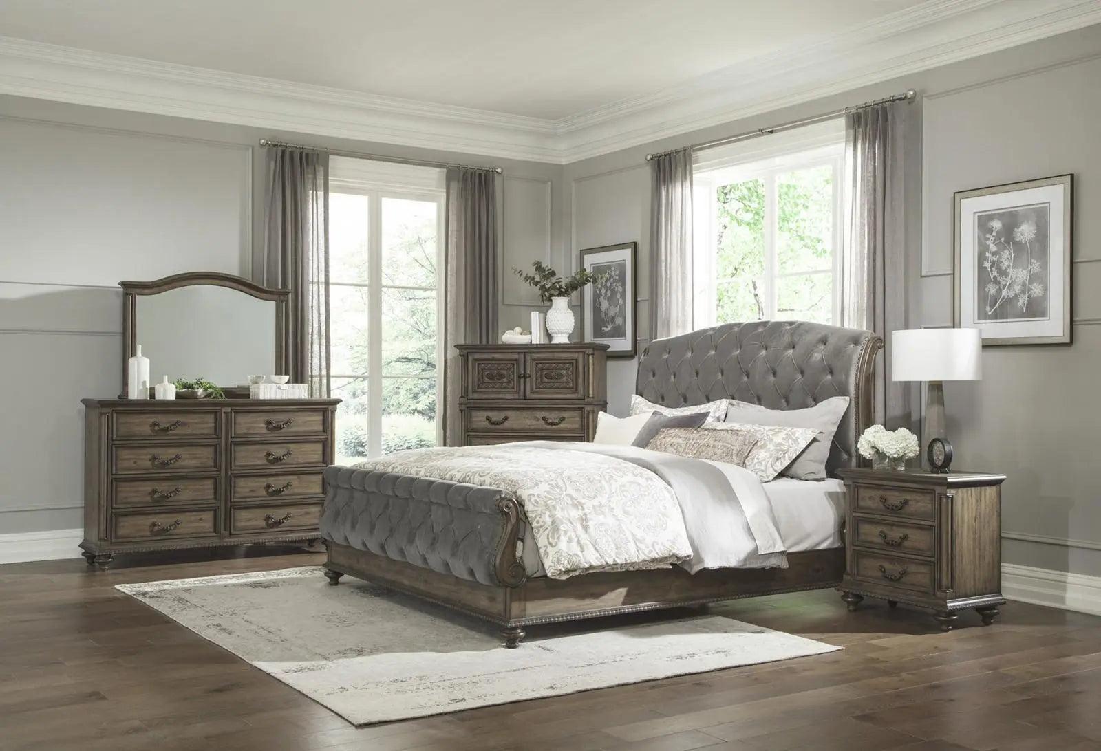 Homelegance Furniture Rachelle 3 Drawer Nightstand In Weathered Pecan 1693-4 - ATL FURNITURE