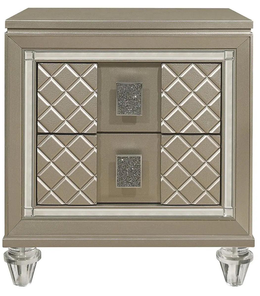 Homelegance Furniture Youth Loudon 2 Drawer Nightstand In Champagne Metallic B1515-4 - ATL FURNITURE