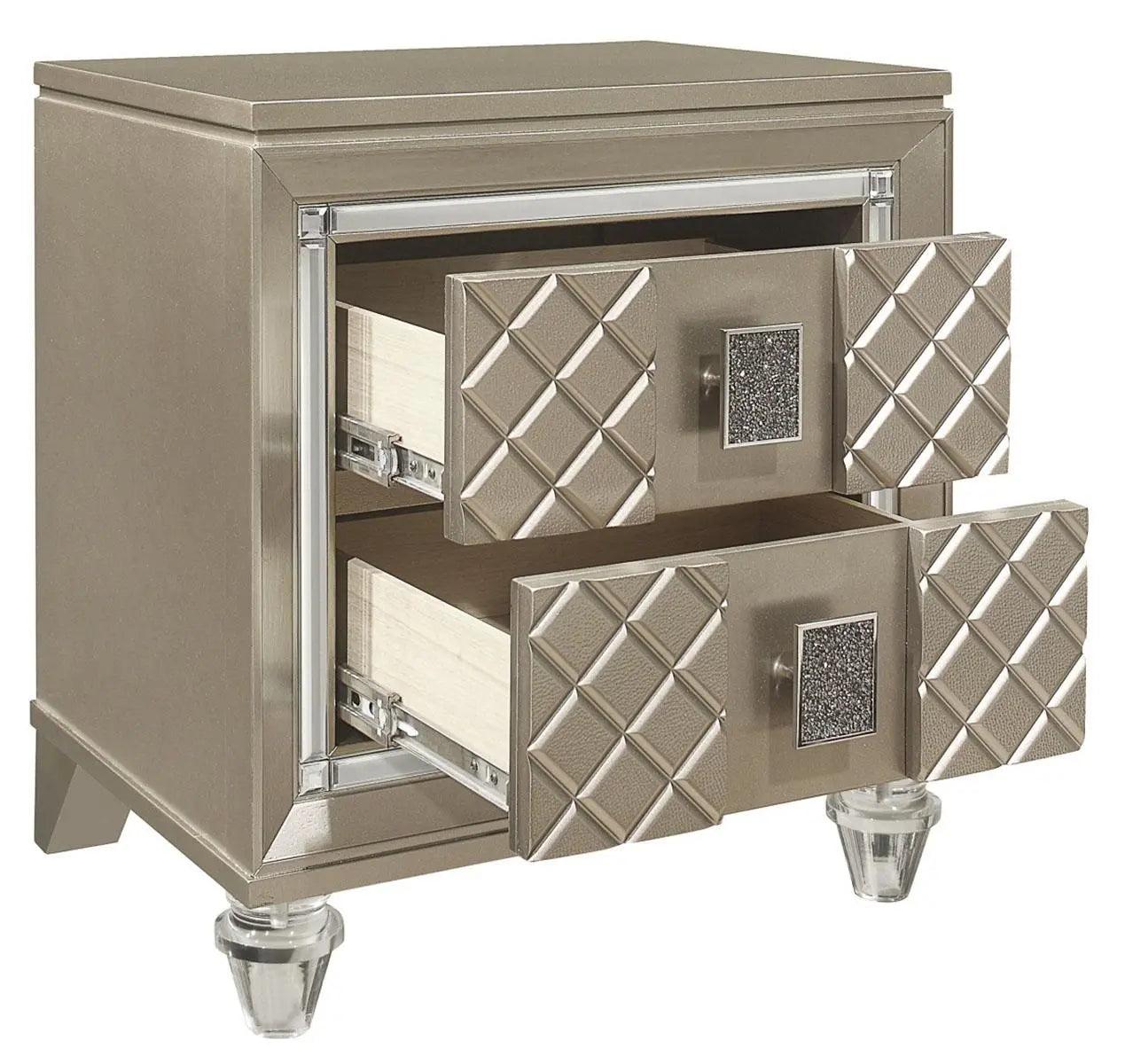 Homelegance Furniture Youth Loudon 2 Drawer Nightstand In Champagne Metallic B1515-4 - ATL FURNITURE