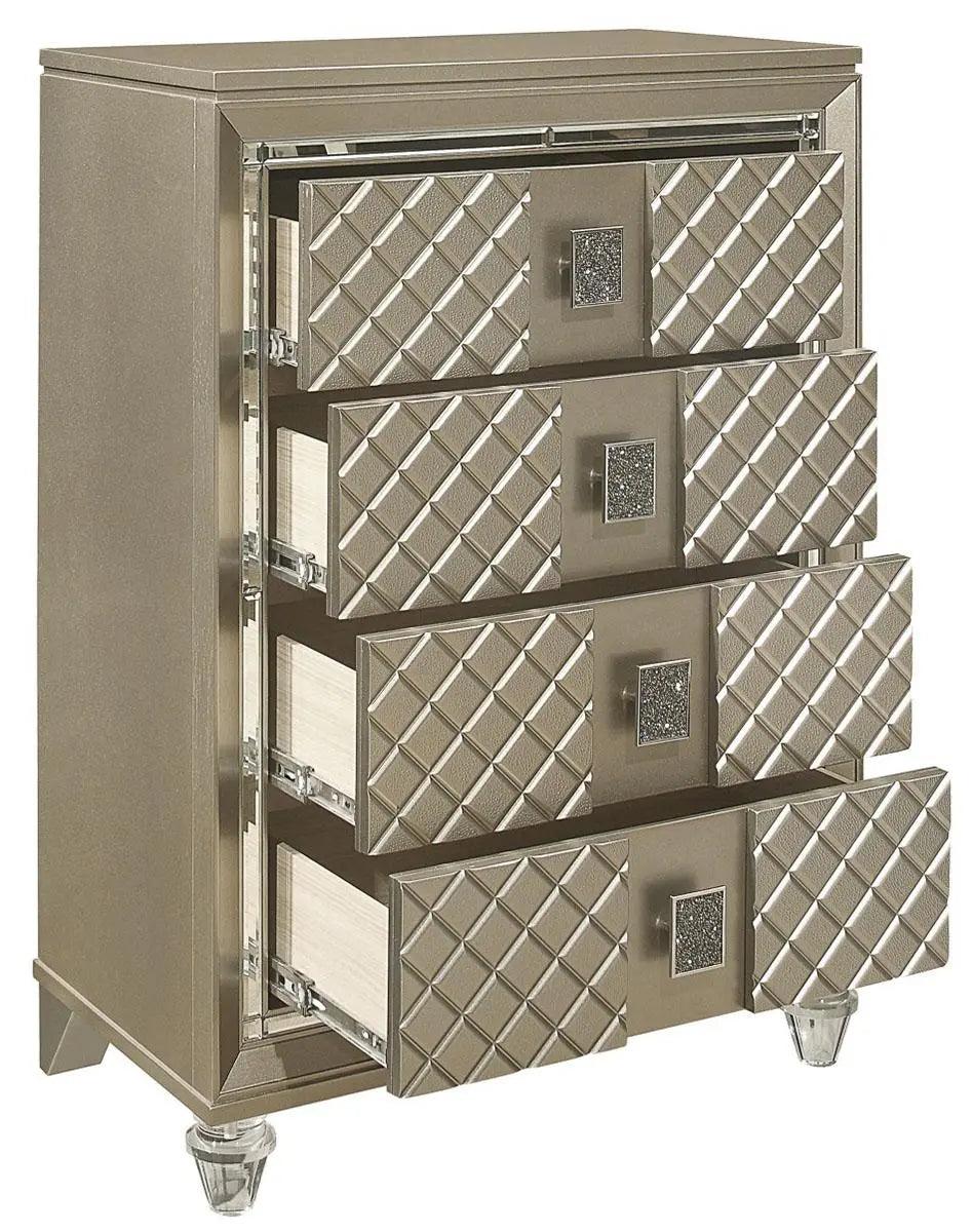 Homelegance Furniture Youth Loudon 4 Drawer Chest In Champagne Metallic B1515-9 - ATL FURNITURE