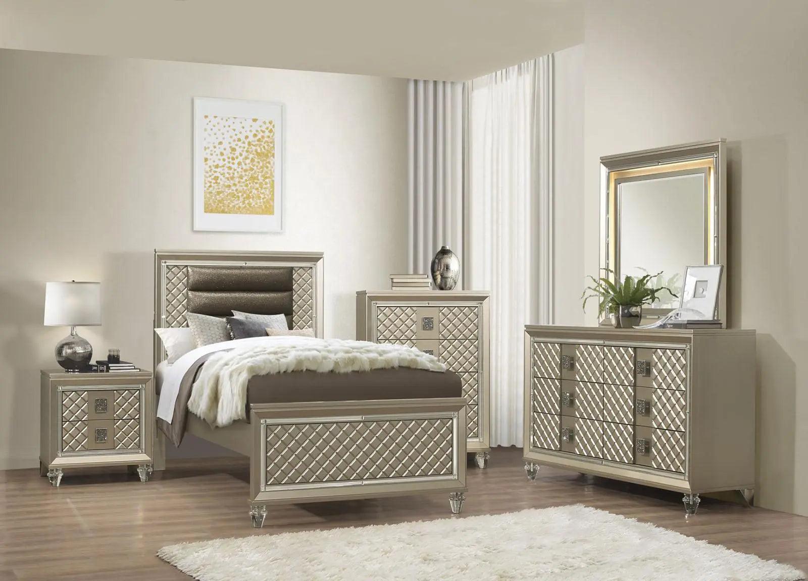 Homelegance Furniture Youth Loudon 4 Drawer Chest In Champagne Metallic B1515-9 - ATL FURNITURE