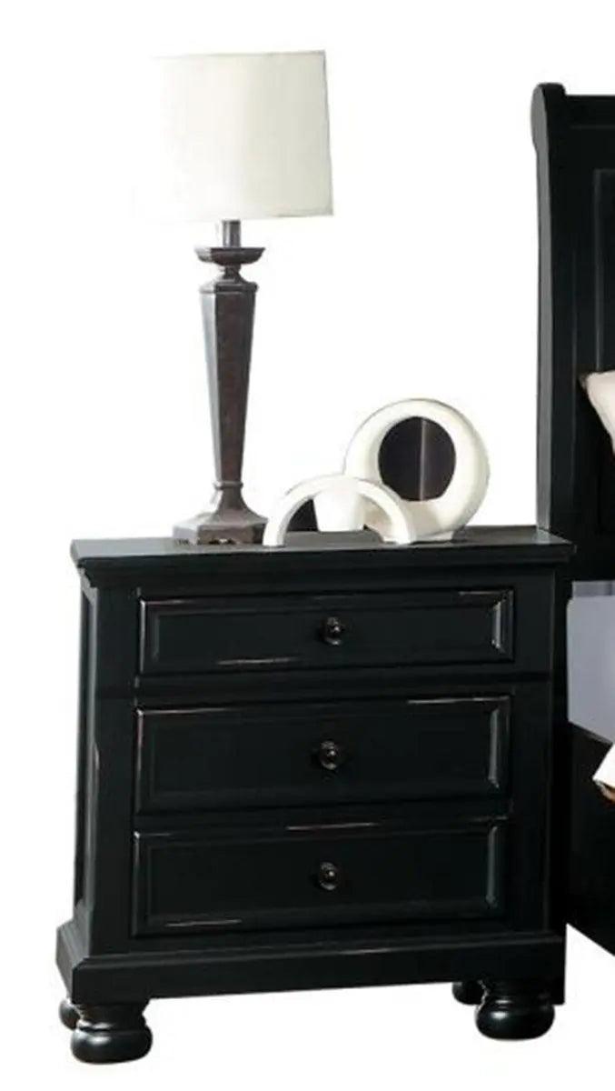 Homelegance Laurelin 3 Drawer Nightstand In Black 1714Bk-4 - ATL FURNITURE