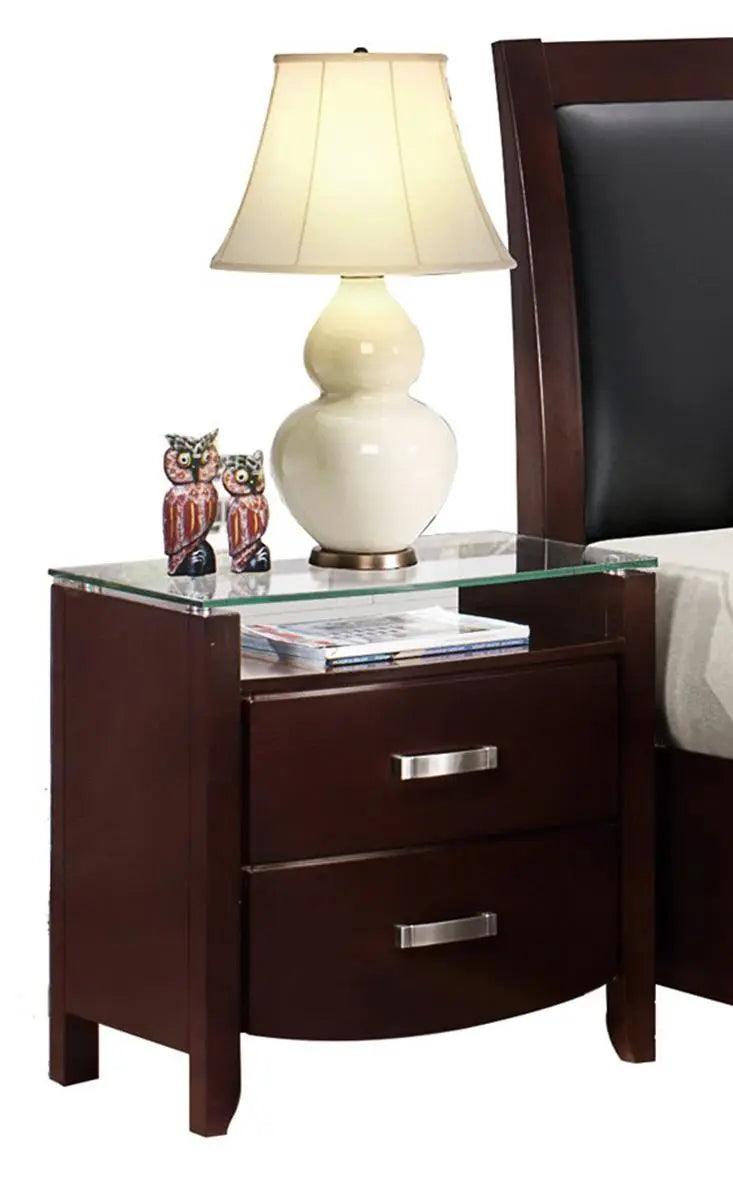 Homelegance Lyric 2 Drawer Nightstand In Dark Espresso 1737Nc-4 - ATL FURNITURE