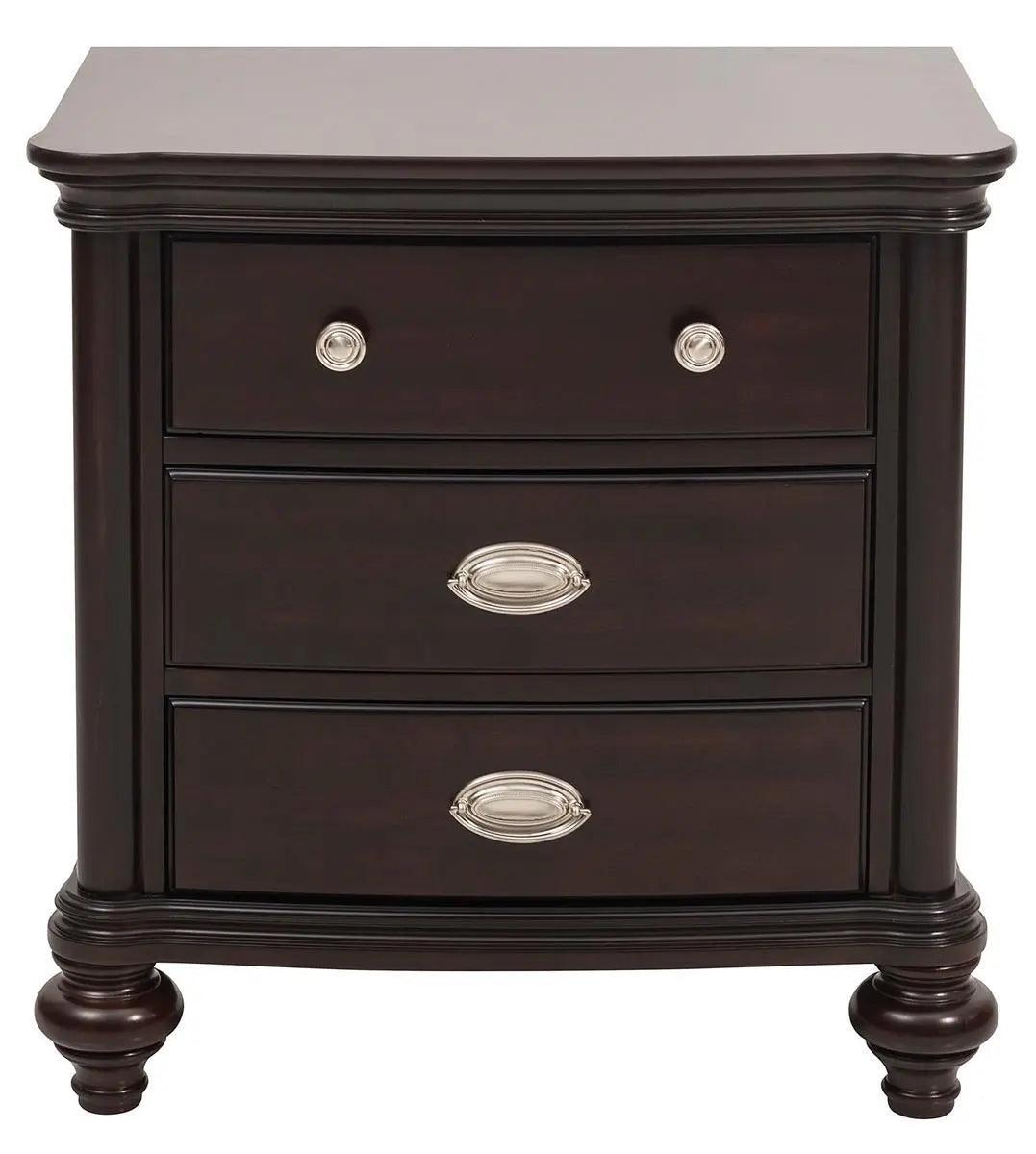 Homelegance Marston 3 Drawer Nightstand In Dark Cherry 2615Dc-4 - ATL FURNITURE