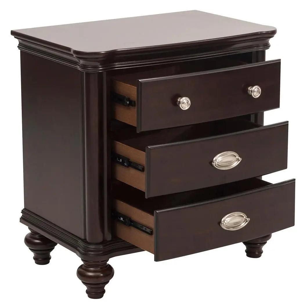 Homelegance Marston 3 Drawer Nightstand In Dark Cherry 2615Dc-4 - ATL FURNITURE