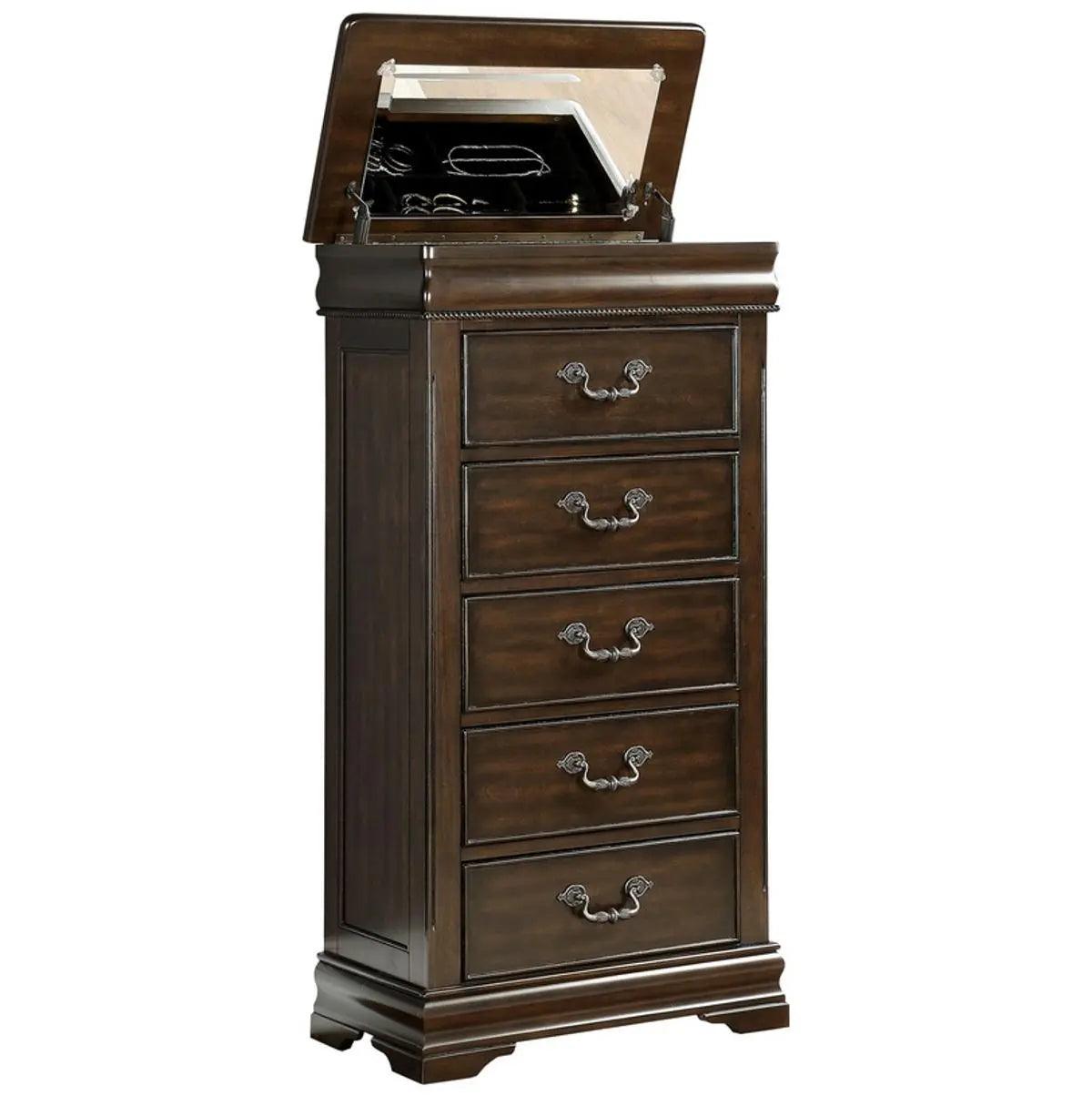 Homelegance Mont Belvieu Lift-Top Lingerie Chest In Dark Cherry 1869-12 - ATL FURNITURE