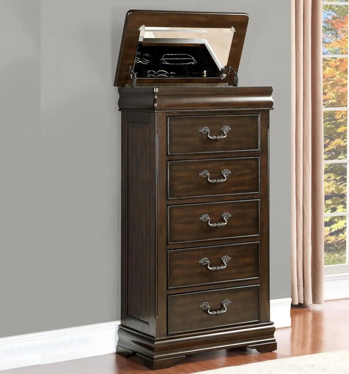 Homelegance Mont Belvieu Lift-Top Lingerie Chest In Dark Cherry 1869-12 - ATL FURNITURE