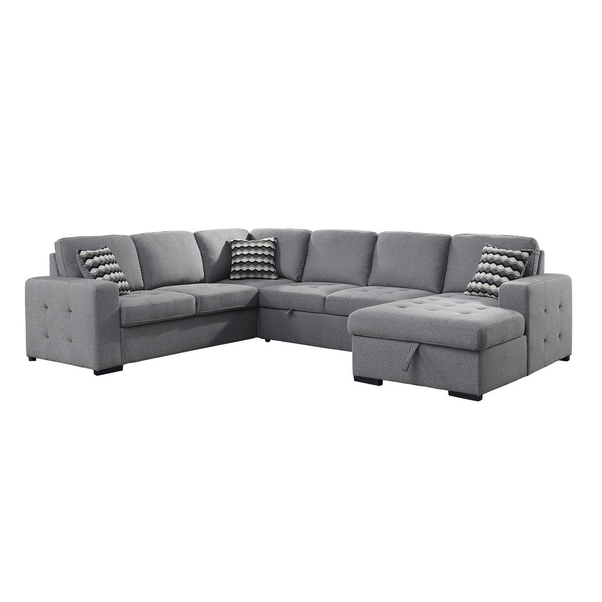 Homelegance - Solomon 4-Piece Sectional With Pull-Out Bed And Hidden Storage - 9313Gy-42Lrc - ATL FURNITURE