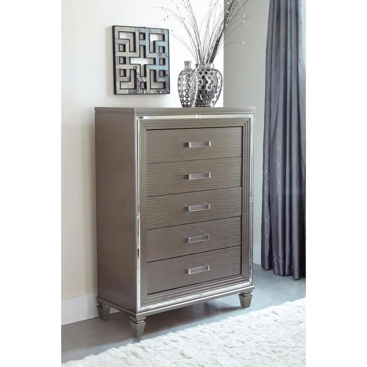 Homelegance Tamsin Chest In Silver Grey Metallic 1616-9 - ATL FURNITURE