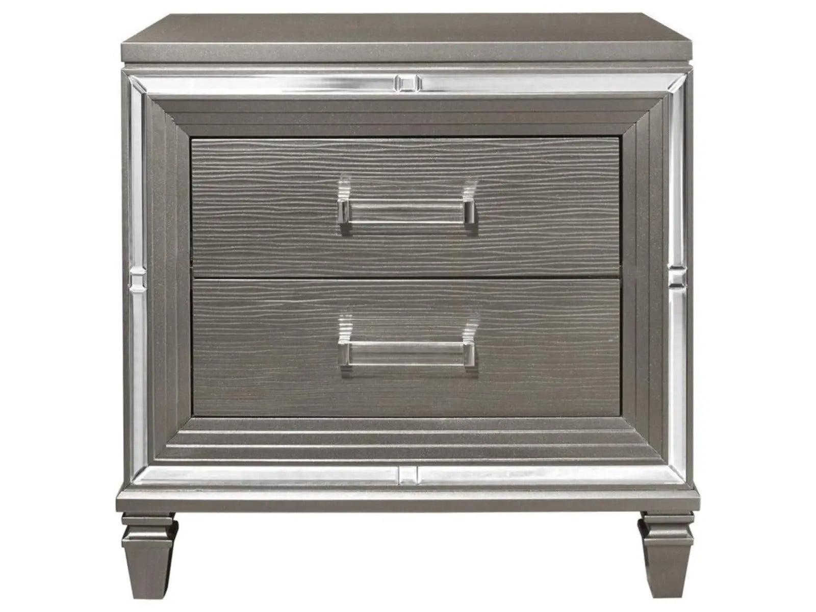 Homelegance Tamsin Nightstand In Silver Grey Metallic 1616-4 - ATL FURNITURE