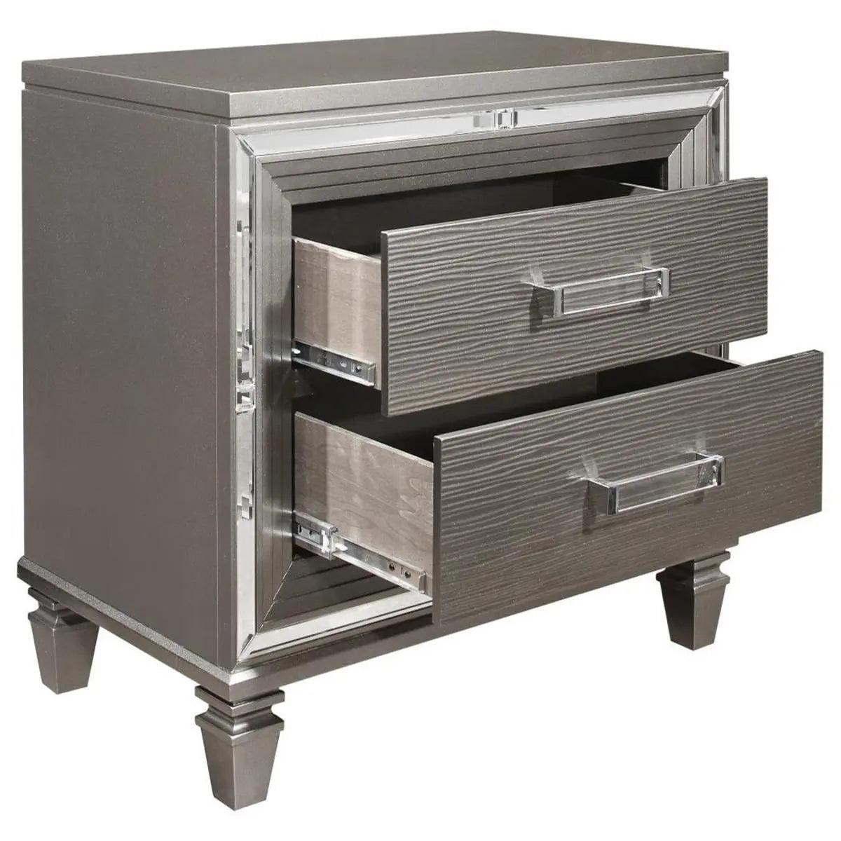 Homelegance Tamsin Nightstand In Silver Grey Metallic 1616-4 - ATL FURNITURE