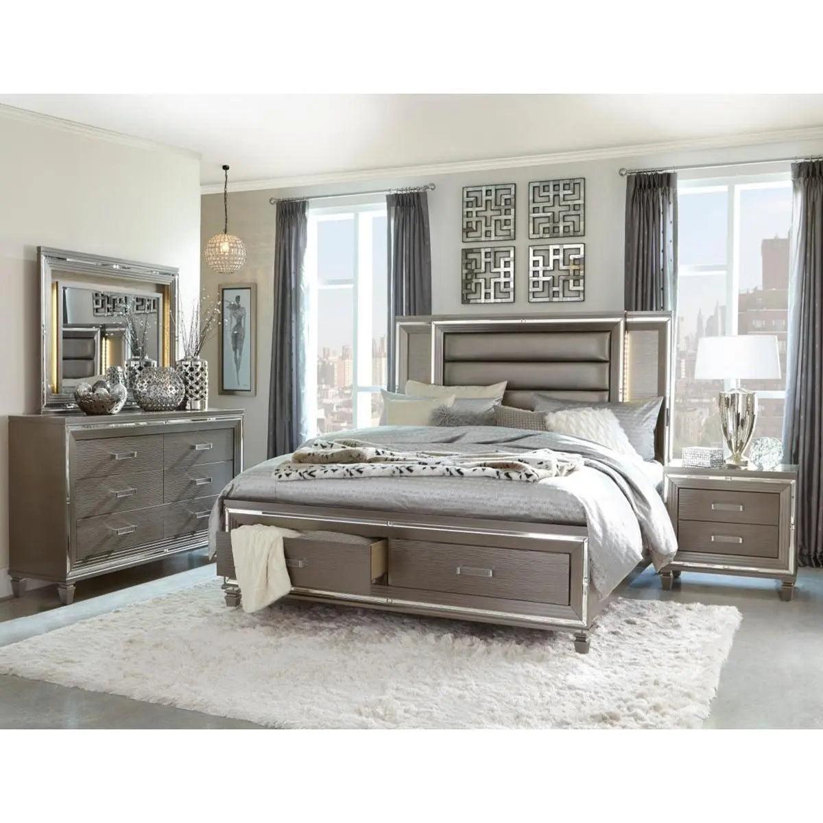 Homelegance Tamsin Nightstand In Silver Grey Metallic 1616-4 - ATL FURNITURE