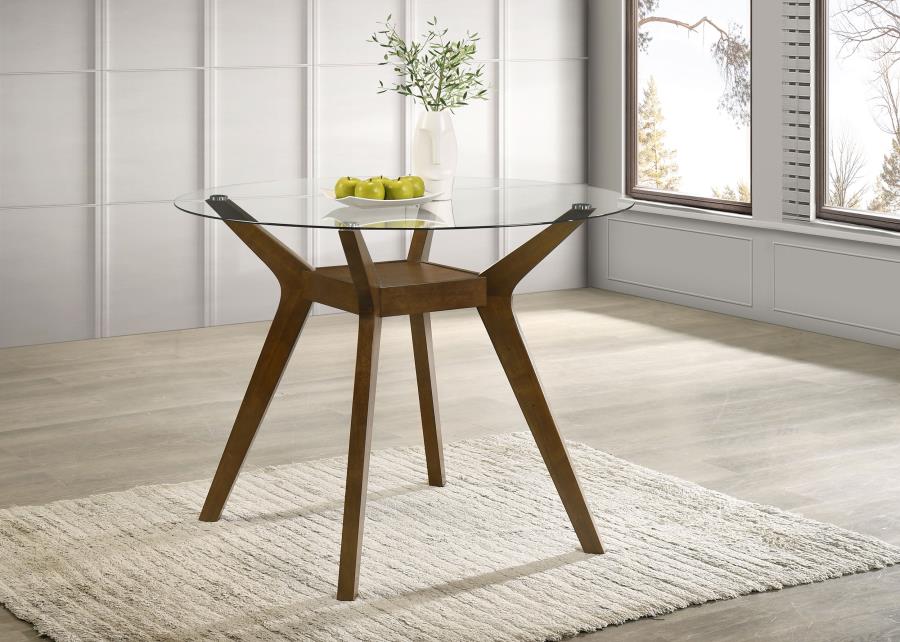 Paxton Round 48-Inch Glass Top Counter Height Dining Table Brown