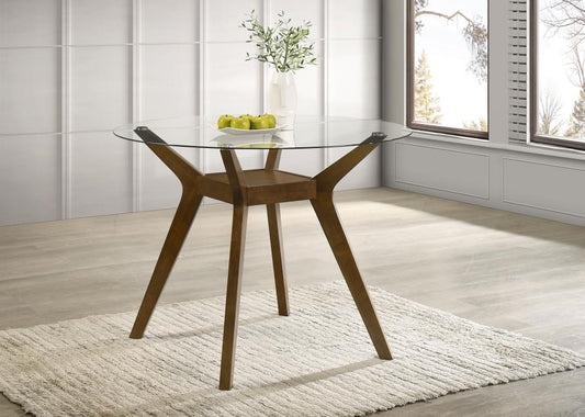 Paxton Round 48-Inch Glass Top Counter Height Dining Table Brown