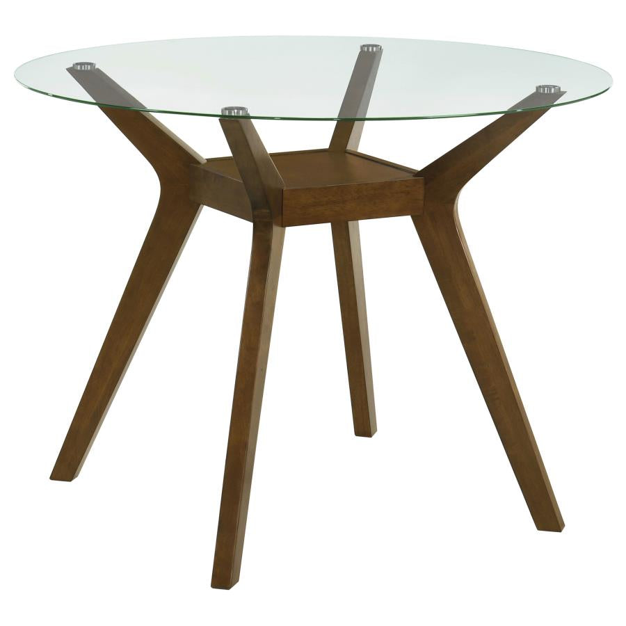 Paxton Round 48-Inch Glass Top Counter Height Dining Table Brown