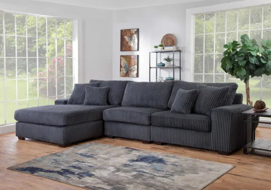 Libby 3PC Sectional With LAF Chaise (Charcoal) - ATL FURNITURE