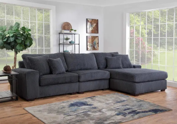 Libby 3PC Sectional With RAF Chaise (Charcoal) - ATL FURNITURE