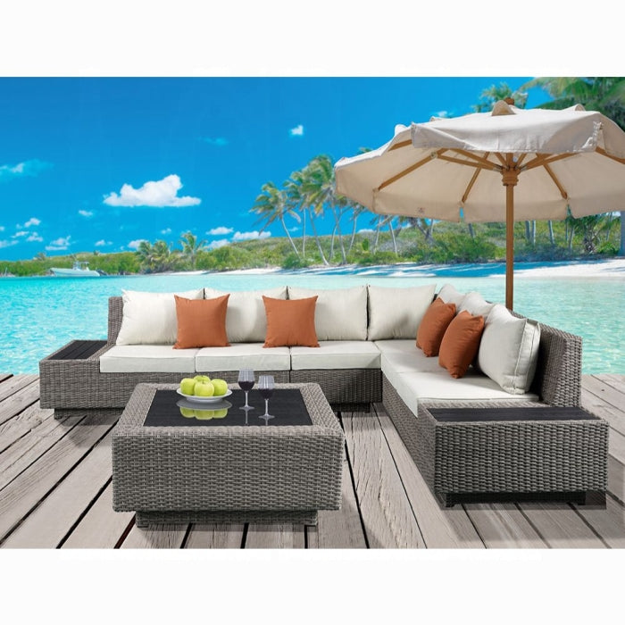 Salena Patio Sectional Sofa W/4 Pillows & Coffee Table