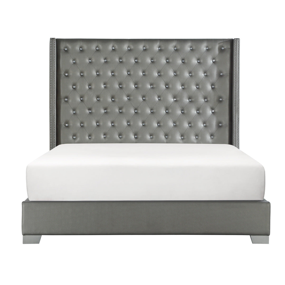 Silver Upholstered King Bed - ATL FURNITURE