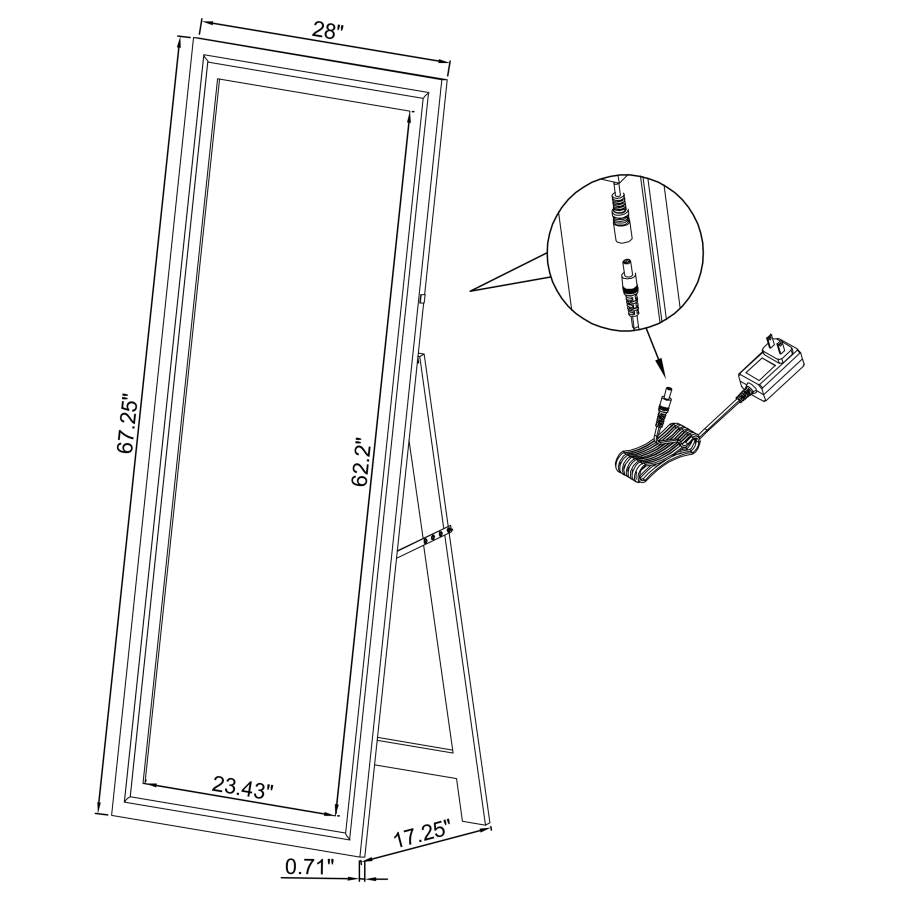 Windrose 28 x 67 Inch Tempered LED Standing Mirror White