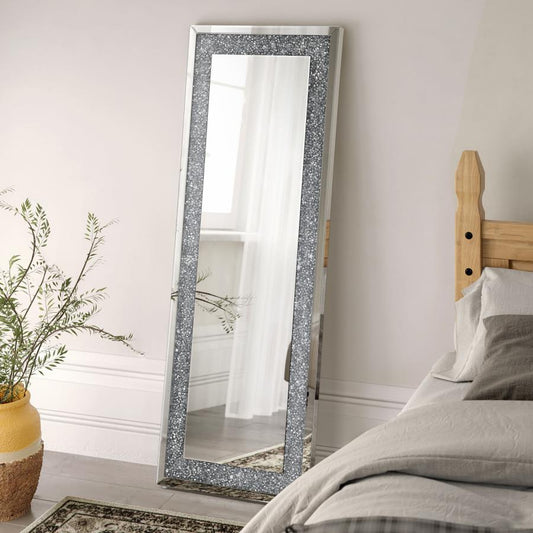 Valerie 24 x 63 Inch Acrylic Crystal Floor Mirror SilveR