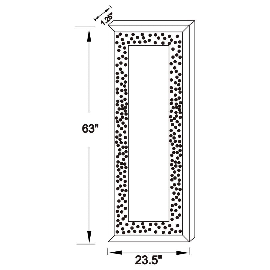 Valerie 24 x 63 Inch Acrylic Crystal Floor Mirror SilveR