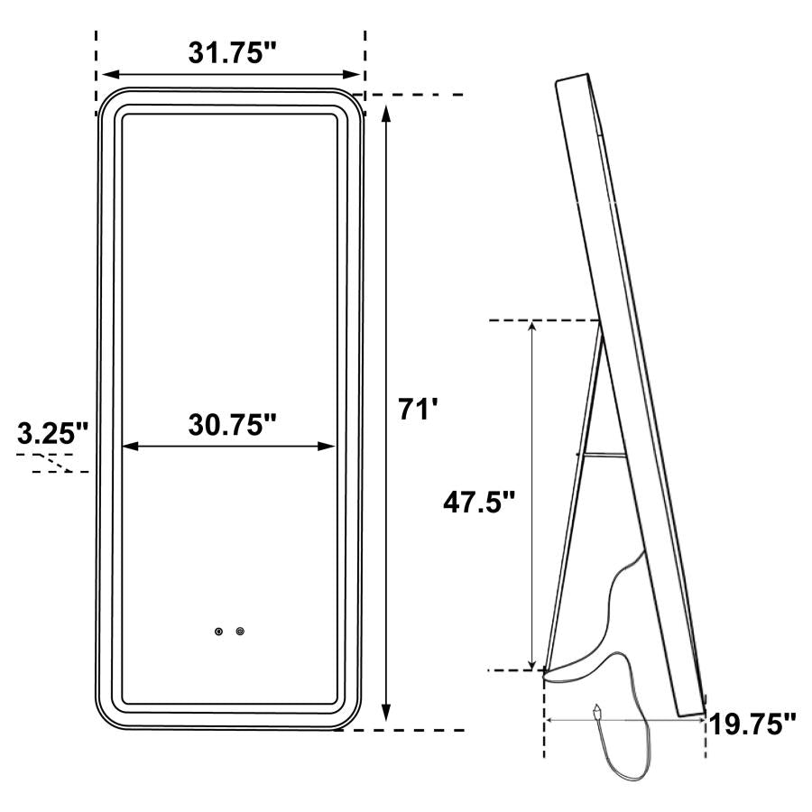 Glendora 32 x 71 Inch LED Standing Mirror BT Speakers