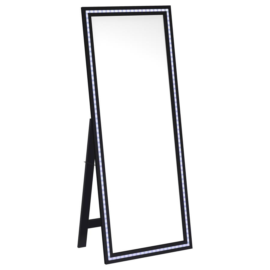 Windrose 28 x 67 Inch Tempered LED Standing Mirror BLack