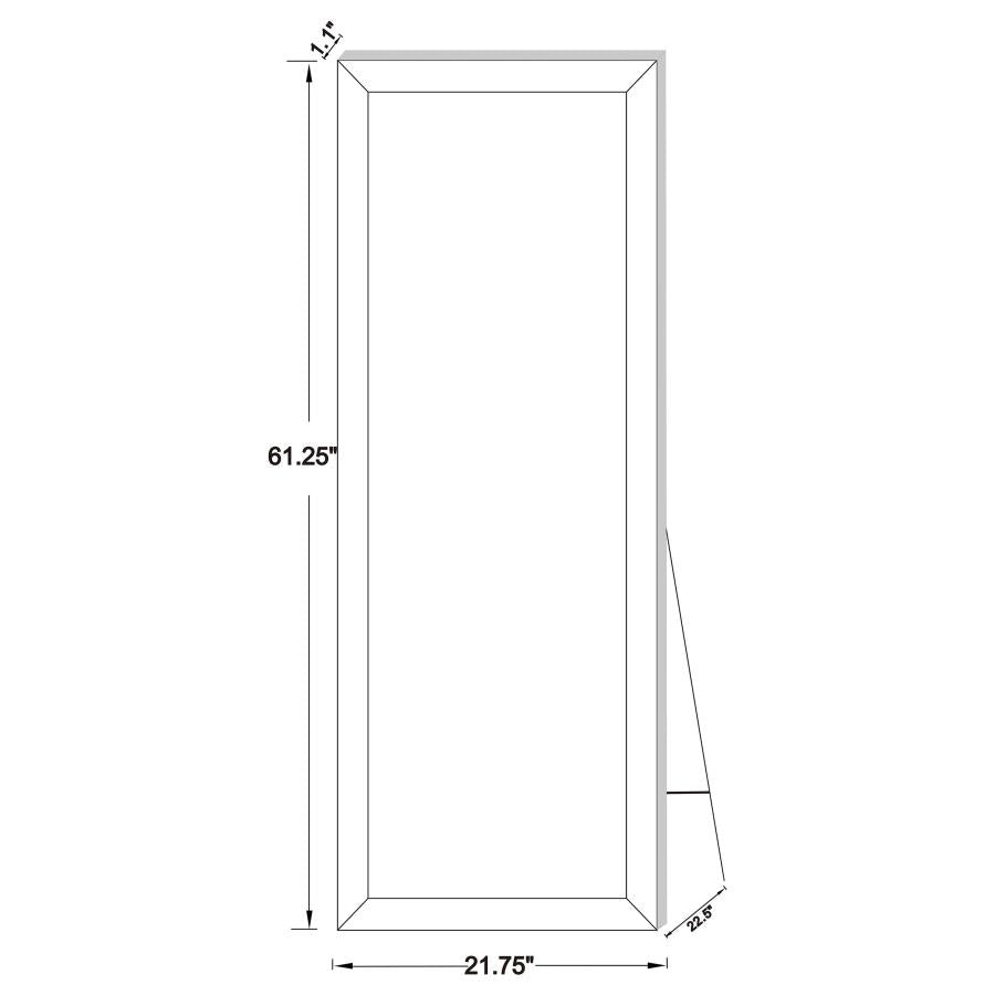 Soline 22 x 61 Inch Framed Standing Floor Mirror Silver