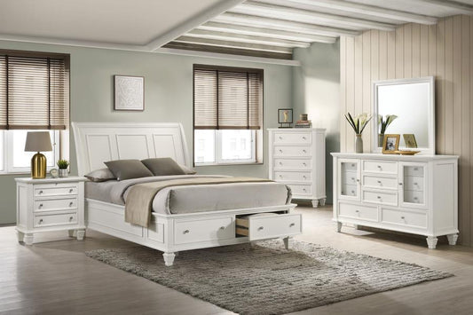 G201309Q-S5 Sandy Beach White Queen Five-Piece Bedroom Set