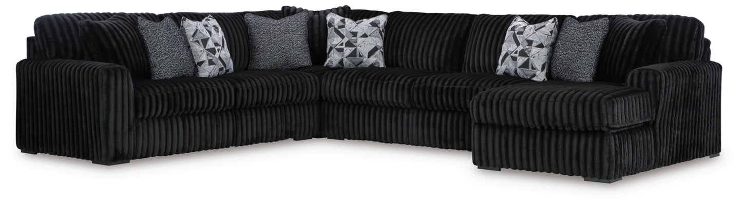 Midnight-Madness 4-Piece Sectional with Chaise Right-Arm Facing