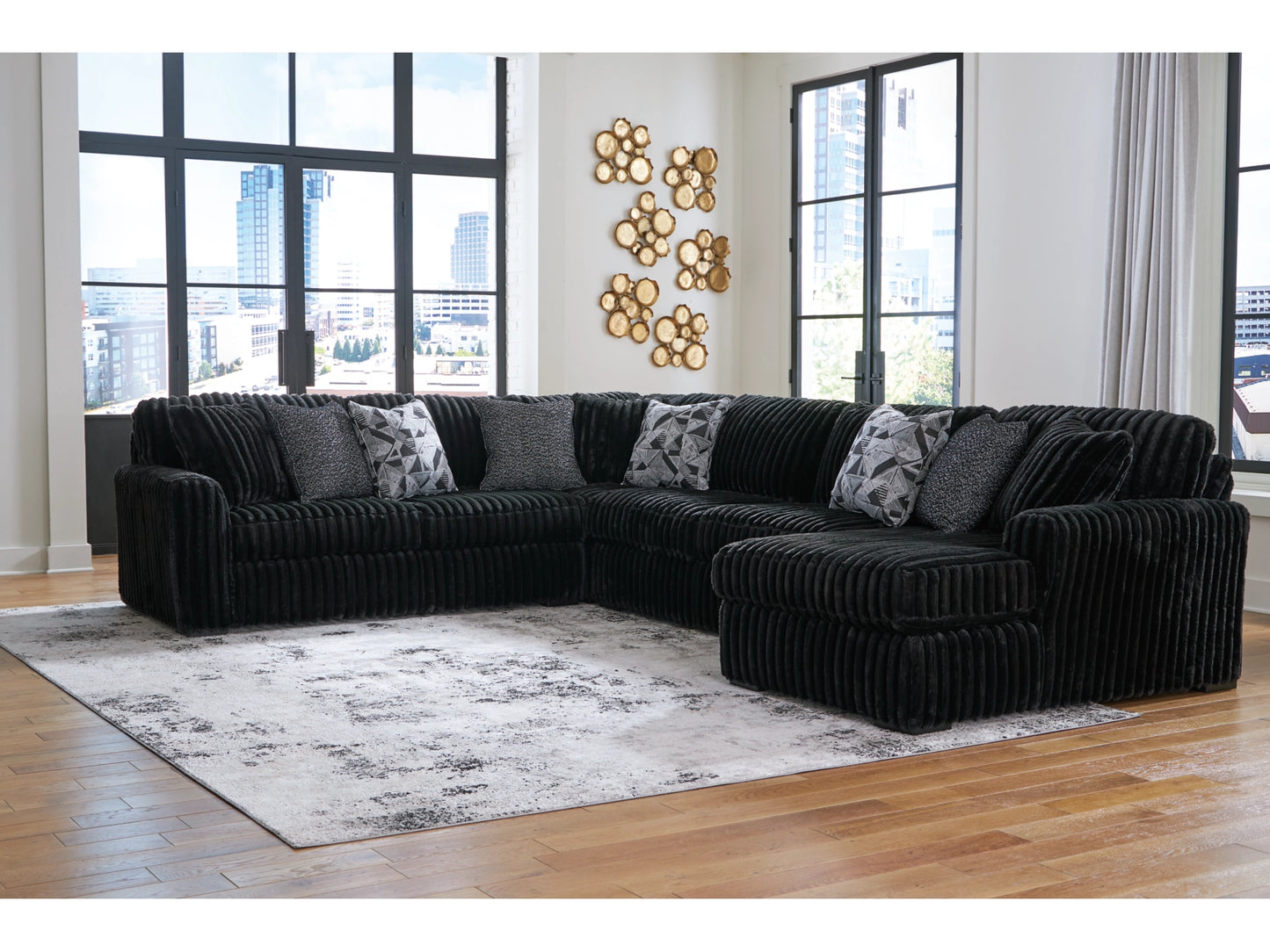 Midnight-Madness 4-Piece Sectional with Chaise Right-Arm Facing