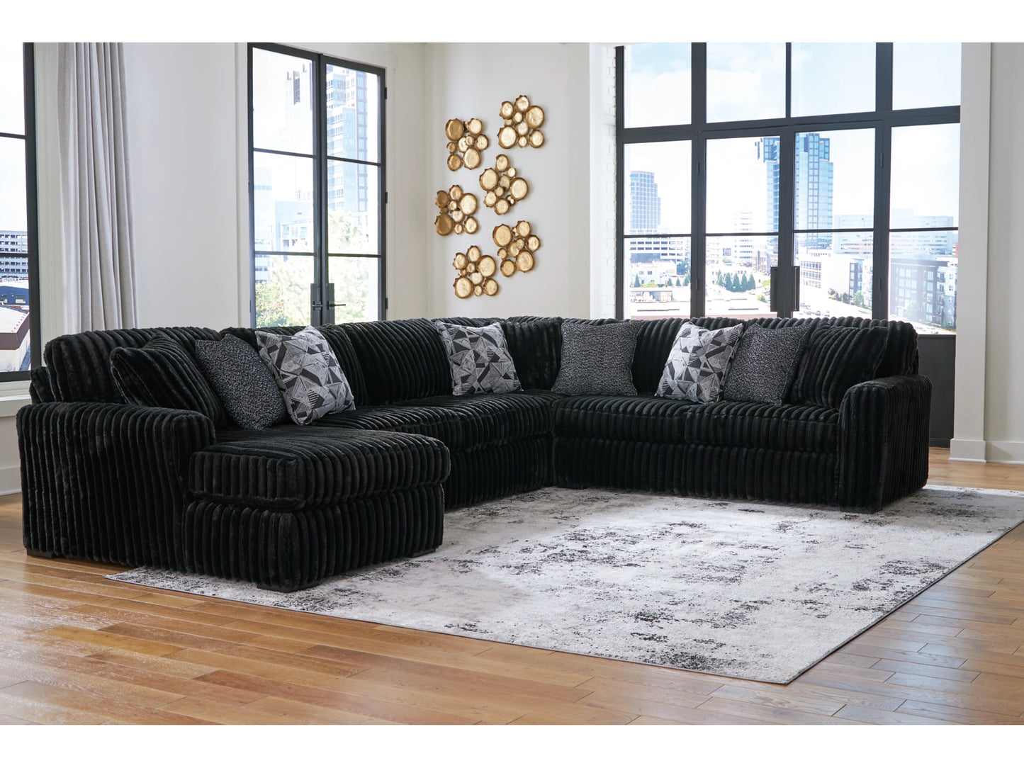 Midnight-Madness 4-Piece Sectional with Chaise Left-Face Chaise