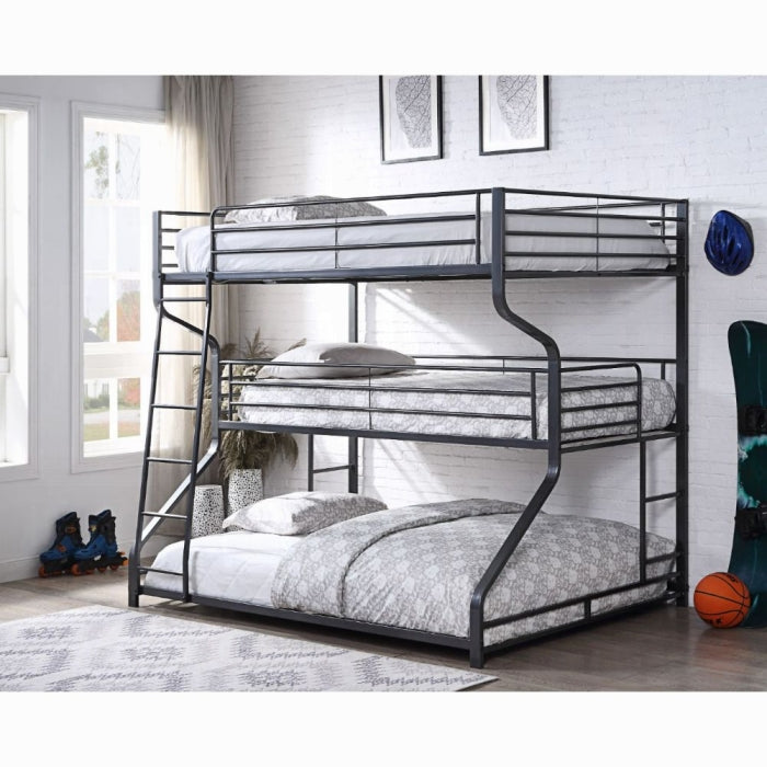 Caius II Gunmetal Bunk Bed (Triple Full/Twin/Queen)