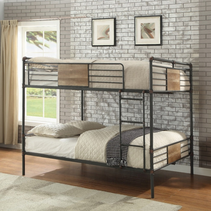 Brantley Sandy Black & Dark Bronze Hand-Brushed Bunk Bed (Queen/Queen)