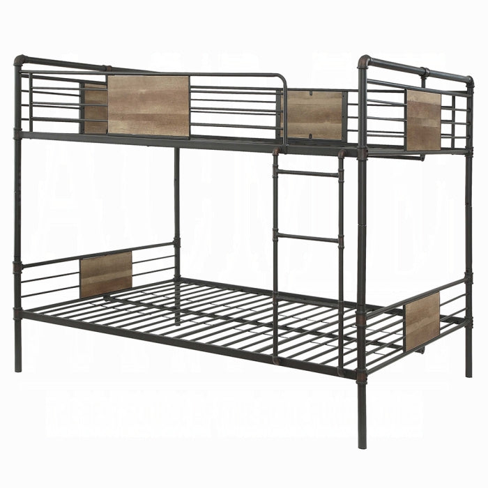 Brantley Sandy Black & Dark Bronze Hand-Brushed Bunk Bed (Queen/Queen)