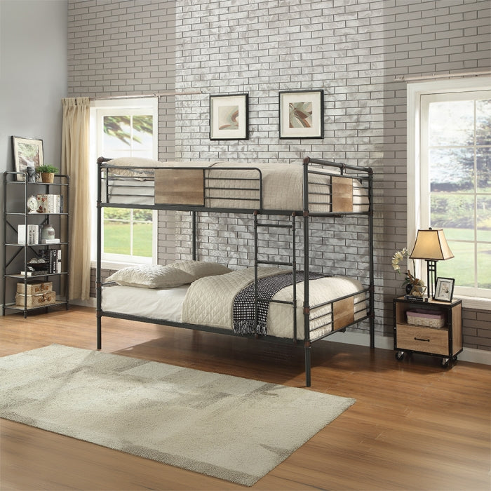 Brantley Sandy Black & Dark Bronze Hand-Brushed Bunk Bed (Queen/Queen)