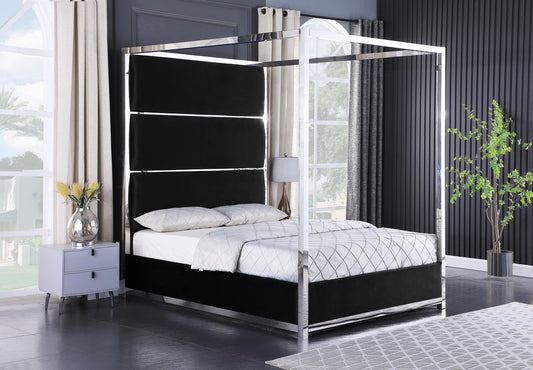 Phoenix King Canopy Velvet & Metal Bed