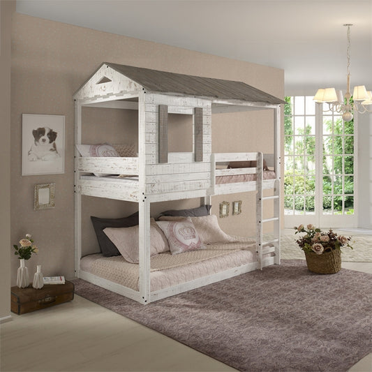 Darlene Rustic White Twin/Twin Bunk Bed