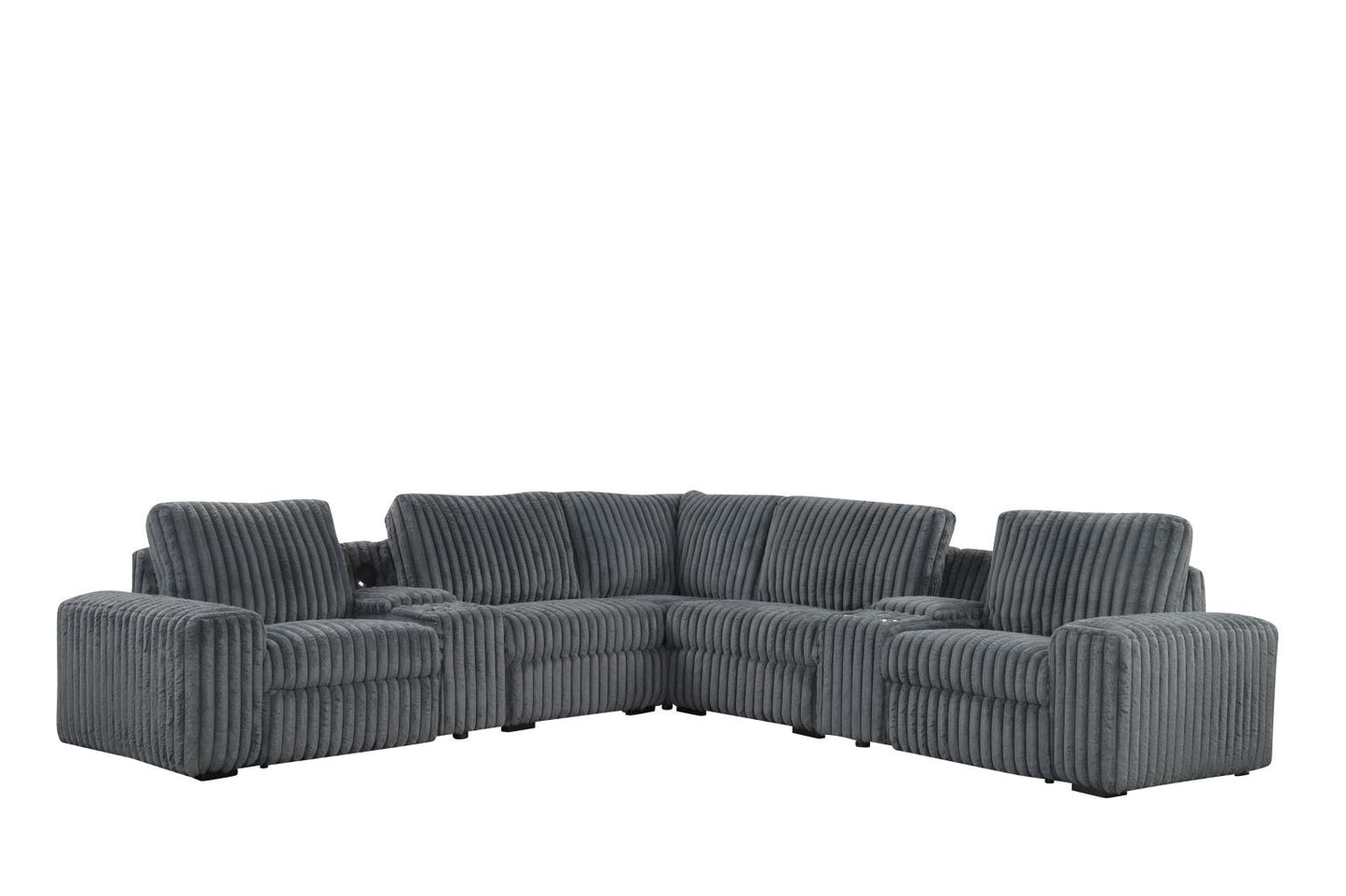 Vegas Gray Power Recliner Sectional with Storage Console