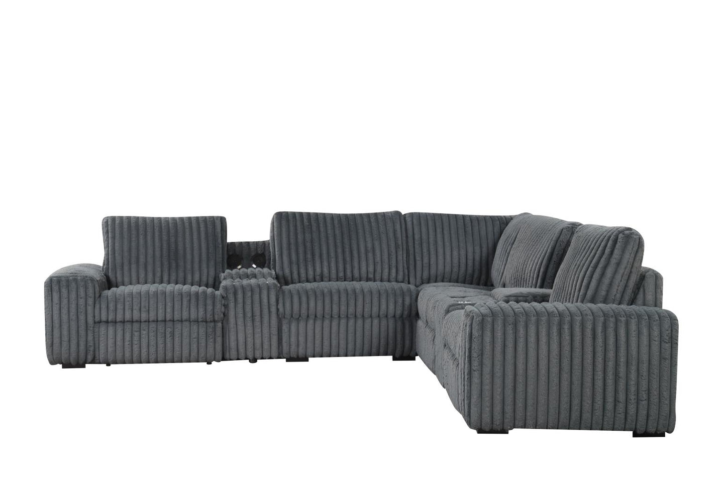 Vegas Gray Power Recliner Sectional with Storage Console