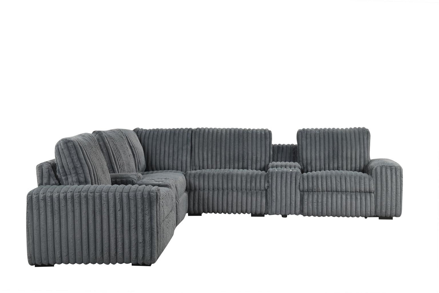 Vegas Gray Power Recliner Sectional with Storage Console