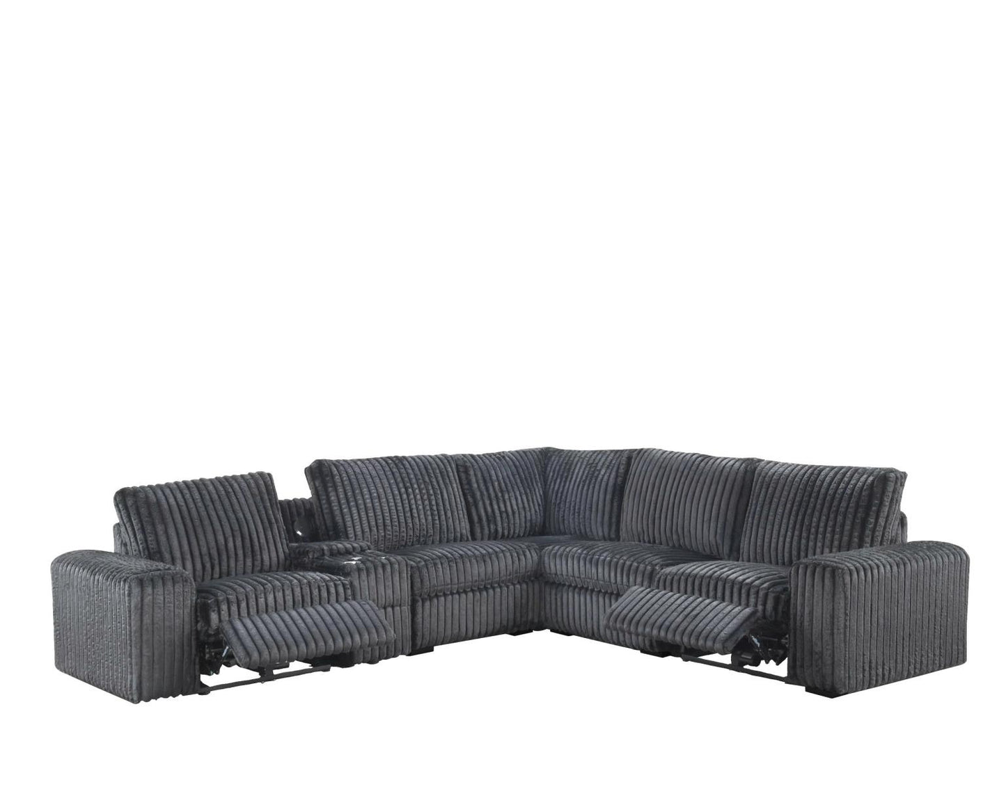 Vegas Gray Power Recliner Sectional with Storage Console