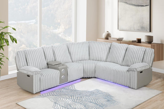 Lainey 3PC Gray Power Sectional with Bluetooth Speaker,