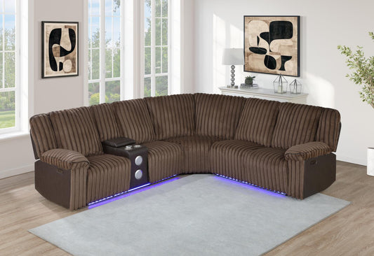 Lainey 3PC Brown Power Sectional with Bluetooth Speaker