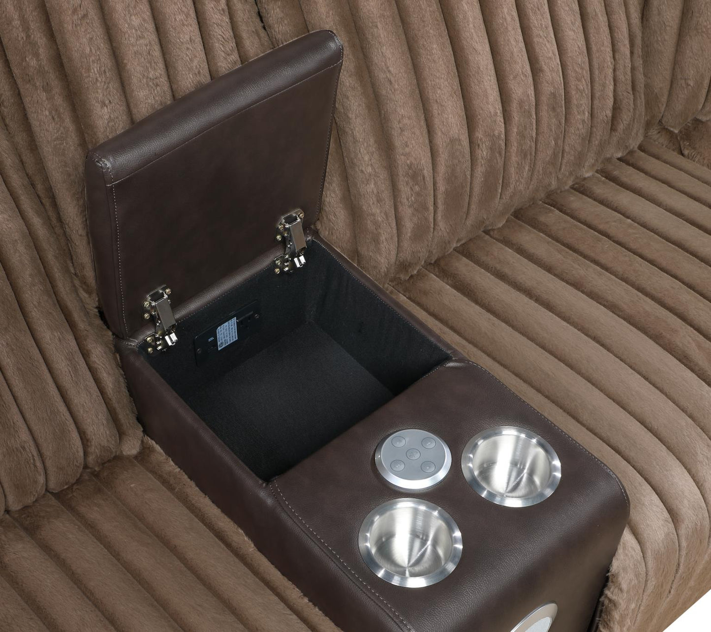 Lainey 3PC Brown Power Sectional with Bluetooth Speaker