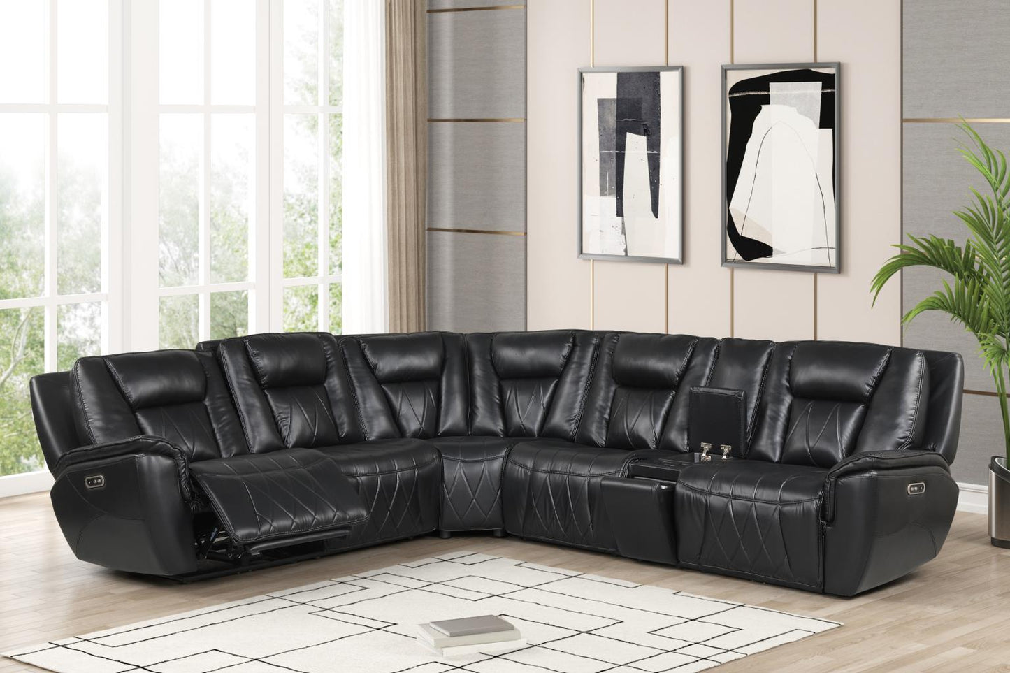 Apex Black Power Recliner Sectional with Power Headrest