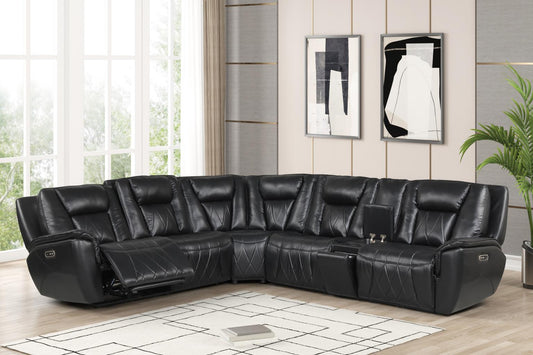Apex Black Power Recliner Sectional with Power Headrest